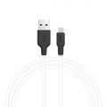 Дата кабель HOCO USB-micro X21 1.0м, круглый, 2A, силикон, цвет: белый, с чёрным коннектором    
