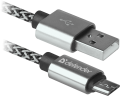 Дата-кабель DEFENDER USB08-03T USB2.0 Белый, AM-MicroBM, 1m, 2.1A, до 480 Мбит/с  87803