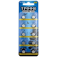 Батарейки Трофи AG02, LR726, LR59, 396A  (10/200)