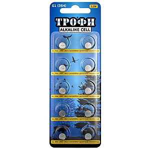 Батарейки Трофи AG01, LR621, LR60, 364А  (10/200)