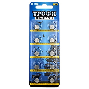 Батарейки Трофи AG03, LR41, 392A  (10/200)