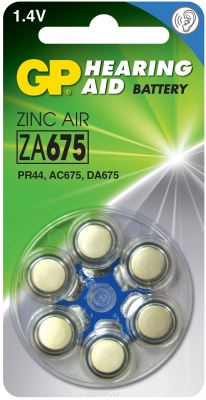 Батарейки GP ZА675, (бат-ка для слуховых аппаратов,1,4v (6бл) (60) (300)