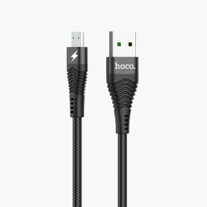 Дата кабель HOCO USB-micro USB, 2,4A, 1.0м, круглый, силикон, черный