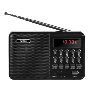 Радиоприемник цифровой Perfeo PALM FM+ 87.5-108МГц/ MP3/ питание USB или 18650/ черный (i90-BL)     
