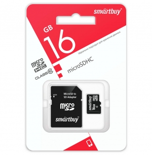 Карта памяти 16Gb Smart buy Micro SD + (адаптер SD) Сlass 10