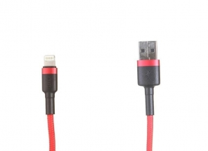 Дата-кабель Baseus Apple 8 pin  Cafule (special edition), 1м, круглый, 2,4А, нейлон, красный