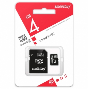 Карта памяти 04Gb Smart buy Micro SD с адаптером Сlass 10
